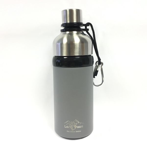 Long Paws Wasserflasche Hundetrinkflasche mit Kugelöffnung Grau 500 mL